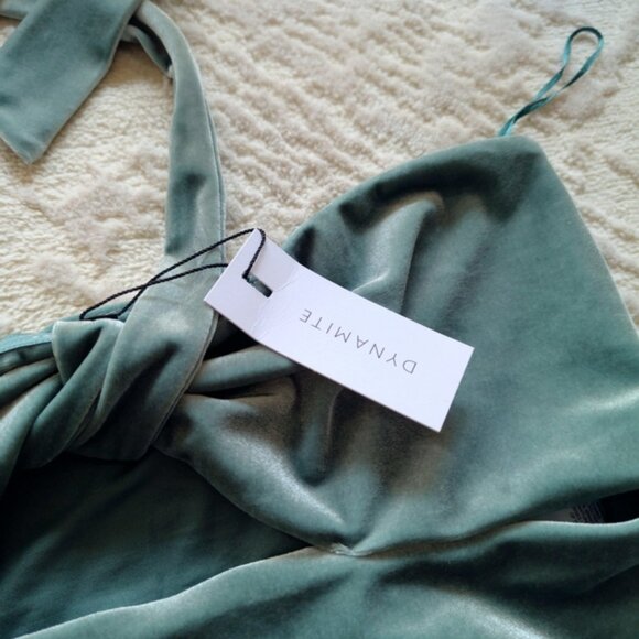 NWT Dynamite Velvet Halter Top with Cut Out - Green - Picture 6 of 8